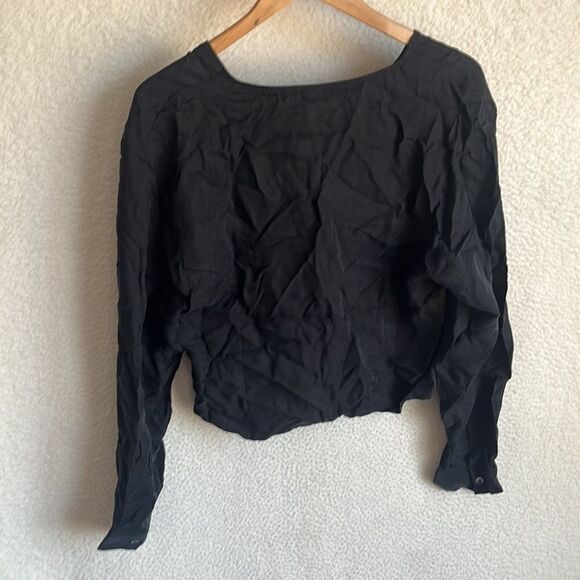 Madewell Brushed Front Ruched Top Womens Size 12 Black - Picture 11 of 12